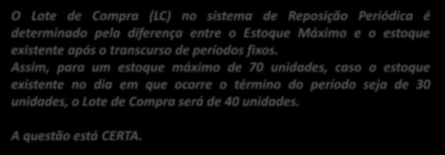 sistema dos máximos-mínimos no estoque 3.