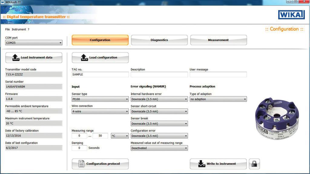 Software de configuração WIKAsoft-TT Acessórios Software de configuração WIKA: