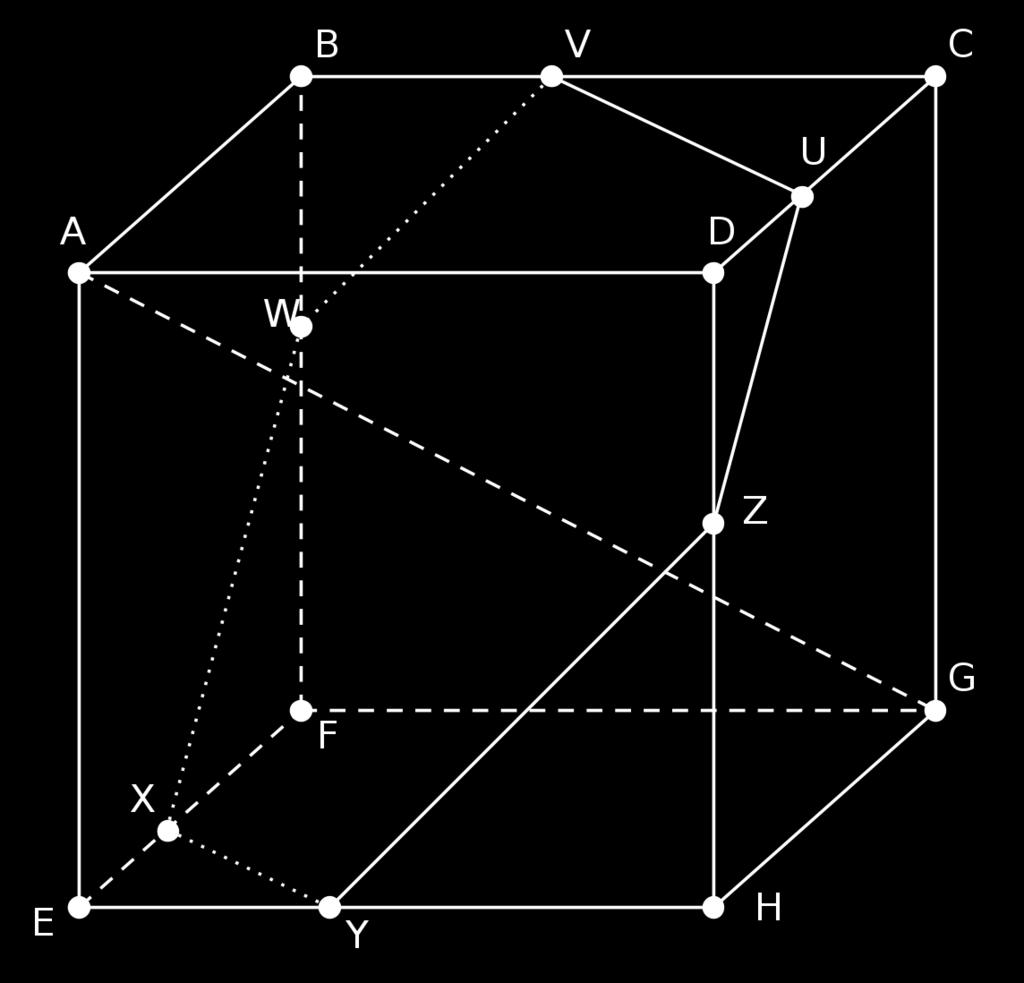 (a) Primeiramente, observe que a diagonal AG do cubo é ortogonal às diagonais de face ED, BD e BE, pois AG contém a altura do tetraedro AEDB. Da mesma forma, AG é ortogonal às diagonais CH, CF e F H.