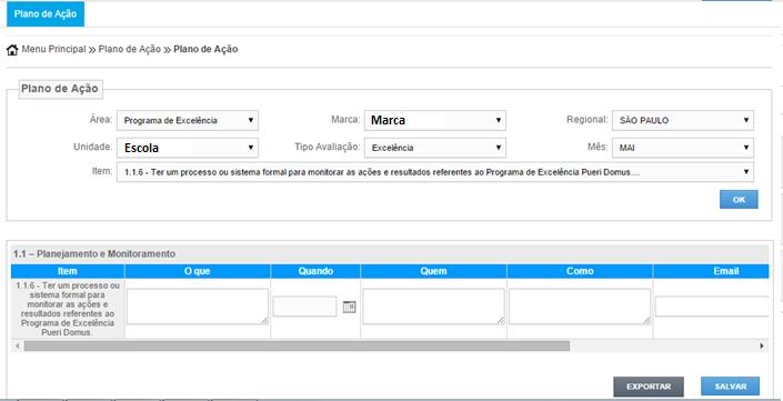 Preencha todos os campos e clique em ok para habilitar o cadastro do plano de