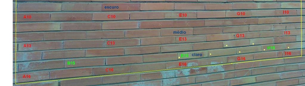 Assim, foi definido que as medições em campo seriam realizadas na fachada leste do prédio da Engenharia Mecânica com um revestimento externo de tijolo aparente que apresenta diferenças na coloração e