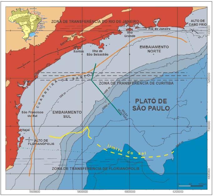 36 Figura 13 - Mapa com a localização das 3 principais Zonas de Transferência desenvolvidas durante a fase rifte nesta bacia, assim como o Platô de São Paulo e os Altos de Cabo Frio e de