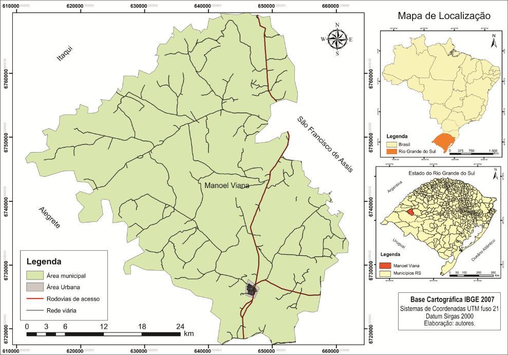 Figura 01 - Localização do município de Manoel Viana no estado do Rio Grande do Sul.