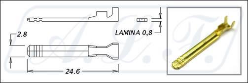ALF117LT Terminal Macho Faston 2,8 X 0,8 longo cabo