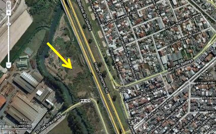 2.1 Amostra A A primeira amostra foi coletada no Contorno Sul BR 376, km 598+100, próximo a Rua das Araucárias na cidade de Curitiba, acesso secundário para a cidade de Araucária, coordenadas planas