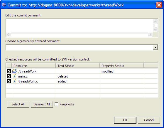 developerworks ibm.com/developerworks/br/ Clique em OK para incluir esse arquivo específico na propriedade svn:ignore do diretório do projeto.