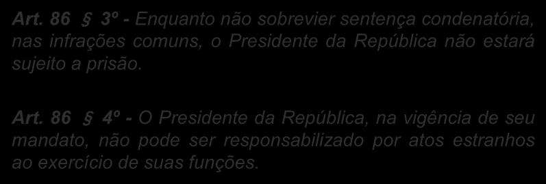 86 4º - O Presidente da República, na vigência de seu mandato, não pode ser responsabilizado por atos estranhos ao exercício de suas funções. https://www.facebook.