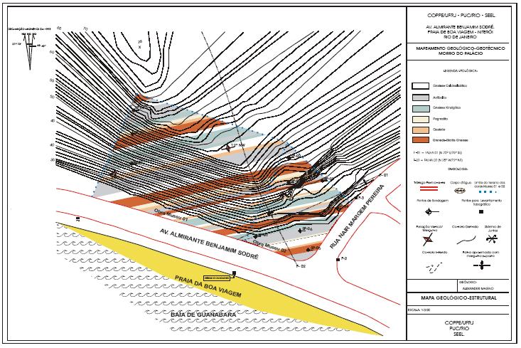 163 Figura 92 - Mapa geológico-estrutural da área das obras Museu 1 e Museu 2 (Gomes Silva, 06).