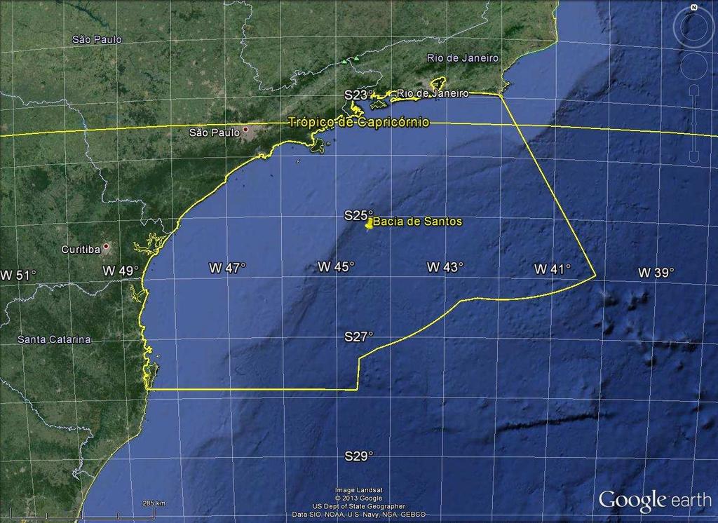 15 Figura 9. Mapa de localização Bacia de Santos. Extraído de Google Earth.