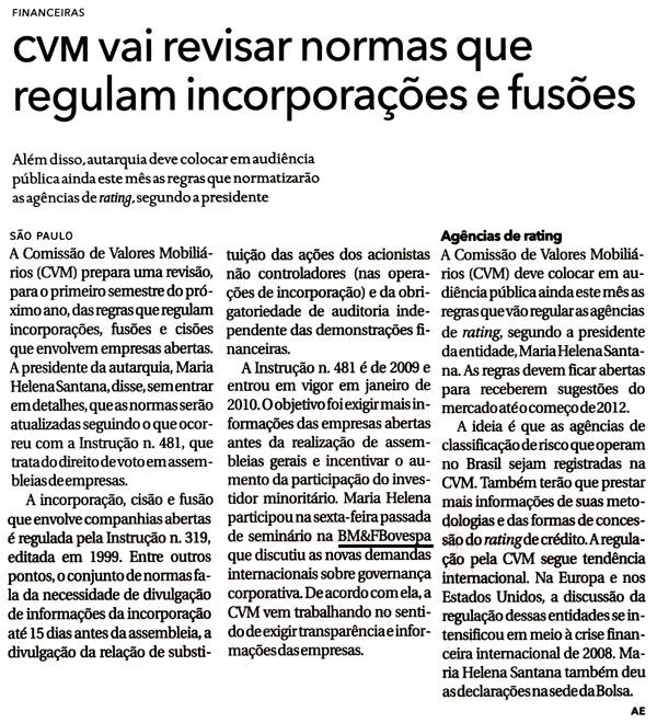 CVM vai revisar normas que regulam incorporações e