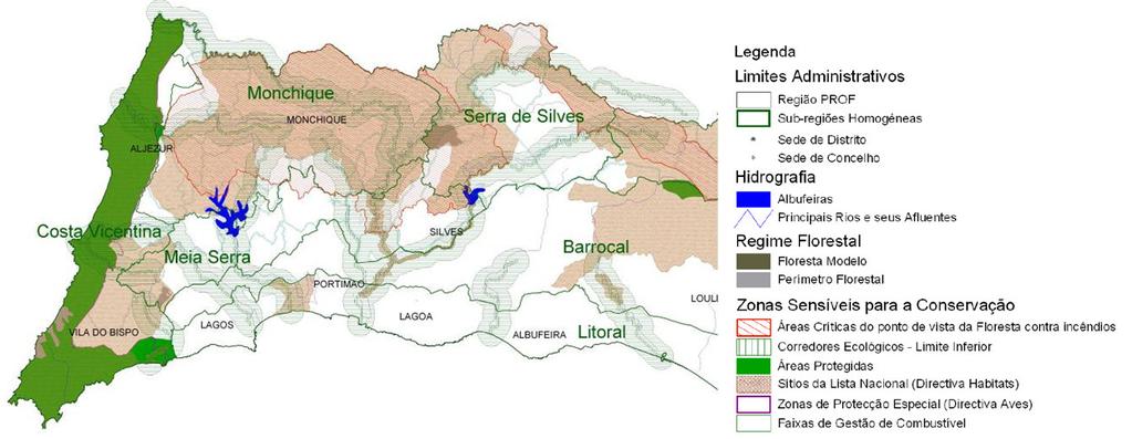 Litoral 12 relativos à fracção dos espaços florestais nas subregiões homogéneas que constituem o território do Sítio de Importância Comunitária e Zona de Protecção Especial PTCON0037 (Figura 10.