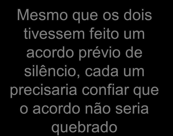 O Dilema do Prisioneiro O dilema do prisioneiro ilustra porque a cooperação entre