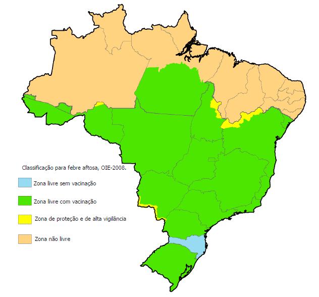 Classificação do Brasil em Relação à Febre Aftosa Fonte: Programa
