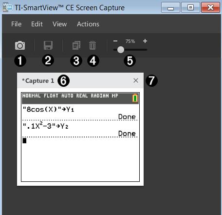 Utilizar a Captura de ecrã Pode capturar os ecrãs atuais da calculadora gráfica com a ferramenta de captura de ecrãs