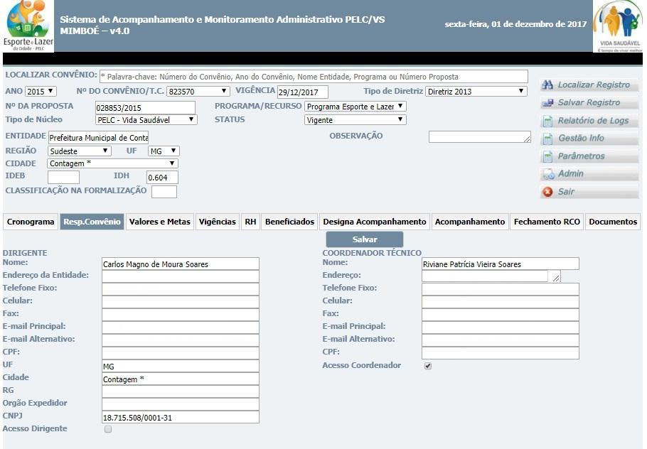 Alteração de PPNs MIMBOÉ SICAPP Jul/2014 2018 Login Cadastro na Plataforma de Responsáveis SNELIS do Convênio - PELC e Vida Saudável Em Responsáveis do