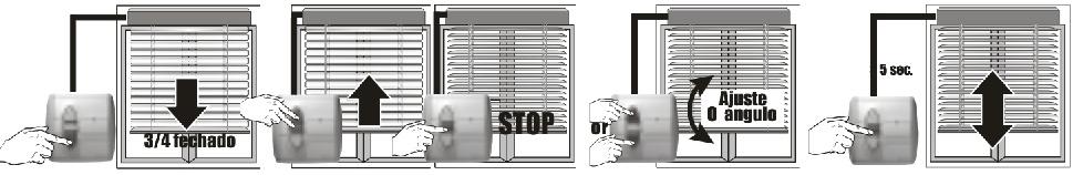* Para parar a cortina em qualquer ponto, pressione o botão de parada do CENTRALIS DC IB enquanto esta estiver em movimento.