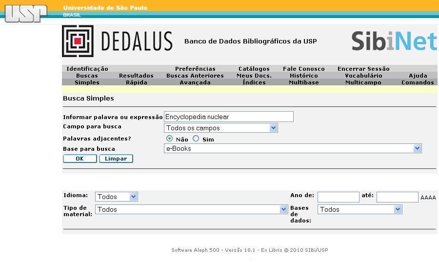 Consultando os e-books Digite o