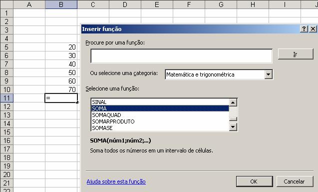 Categorias A função Soma() está na