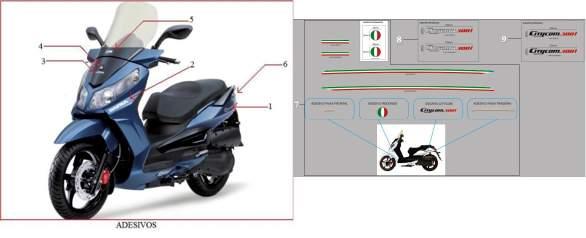 ADESIVOS 81145-A21-001 ADESIVO RODA 1 51401-A21A-000 ADESIVO CITYCOM 300i 2 51509-A21A-000 EMBLEMA LATERAL DAFRA 3 51505-A21A-000 EMBLEMA FRONTAL DAFRA 4 51503-A21A-000 LOGOTIPO DAFRA 5 51402-A21-000