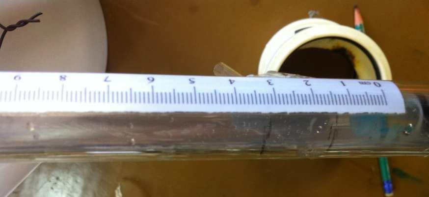 Figura 3 Medidor de vazão por obstrução. Os atilhos servem como elemento elástico e a seringa como duto e, seu próprio êmbolo (sem vedação) como corpo de obstrução do escoamento.