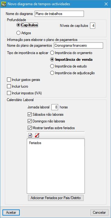 34 2.3.1. Construção do plano de trabalhos Prima no menu Mostrar> Diagrama de tempos-actividades.