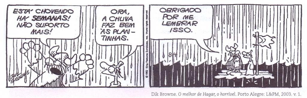 6- Leia agora a tirinha do Níquel Náusea e responda: a) Uma das falas da tirinha consiste em uma oração com sujeito indeterminado. Copie essa oração.