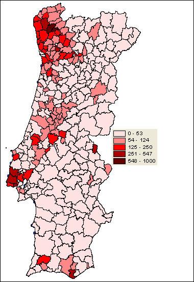 Grupo F Valor Médio de Risco de Incêndio Florestal o Factor F1 Valor médio de risco de Incêndio florestal por concelho.