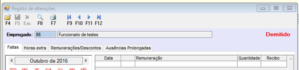 Controlo de empregados demitidos na folha de remunerações e Registo de alterações Ao processar a folha de remunerações ou ao