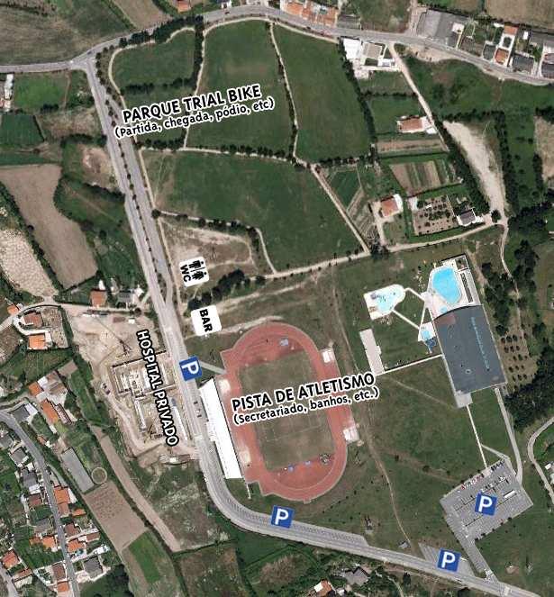 COMO CHEGAR Parque de Trial Bike de Guimarães (junto à Pista de Atletismo Gémeos Castro) Alameda dos Desportos, Candoso S. Tiago, 4835-235 Guimarães GPS: 41.43289, -8.