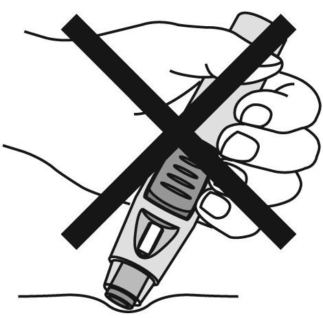 Algumas pessoas referem que a injecção é mais fácil se utilizarem a mão livre para apertar e segurar a pele no local de injecção. Figura 5 3.