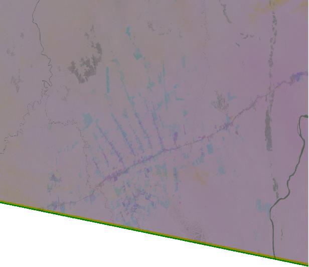 verde desmatadas de 1989 à 1998, e composição colorida (RGB) são as que são comuns nas épocas, ou seja são áreas de solo exposto, invariantes no tempo, ou que foi desmatadas antes de 1989.