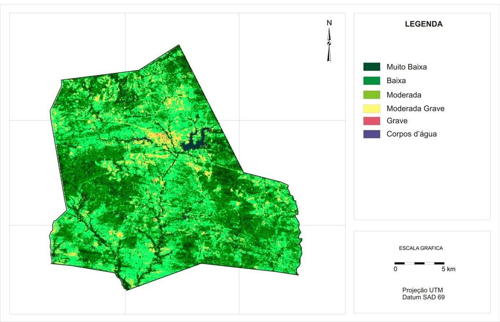 Figura 2. Mapa de degradação. 4. CONCLUSÕES 1. Através do uso de imagens de média resolução espacial da época seca, foi possível classificar e separar a vegetação de caatinga; 2.