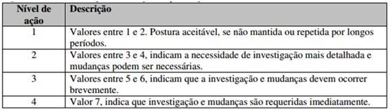 Finalmente este valor é comparado com a figura 15, que representa os níveis de ação em função do potencial de dano ao sistema musculoesquelético.