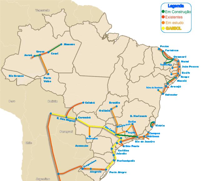 Infra-Estrutura de Transporte Produção Nacional 1.000 mil m³/dia Produção Nacional 10.100 mil m³/dia Importação (BO) Gasbol: 30.