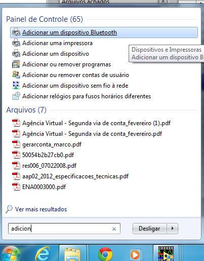 Figura 6: Procurar Adicionar Dispositivo Bluetooth pelo Windows.