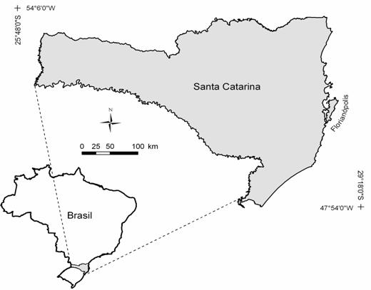 Ordenação dos dados de estrutura da Floresta Ombrófila Mista partindo de informações. 513 de Santa Catarina como área de transição entre essas duas regiões fitoecológicas.