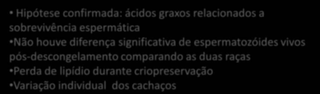 pós-descongelamento comparando as duas raças Perda de lipídio durante criopreservação