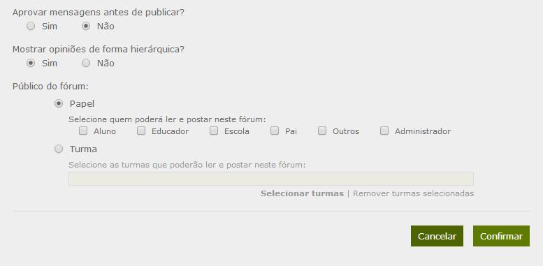 Ainda, no espaço de criação, há outras ações importantes: a) Gerenciar os comentários antes que entrem no ar? b) Como serão dispostas as opiniões, de forma hierárquica ou não?