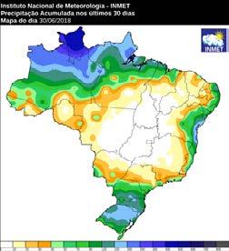 Na Região Sul, a distribuição espacial das chuvas foi bastante irregular em junho (Figura 1).