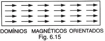 Submetendo-se este material a um campo magnético externo. os domínios magnéticos vão se alinhar, orientando-se no mesmo sentido do campo magnético externo.