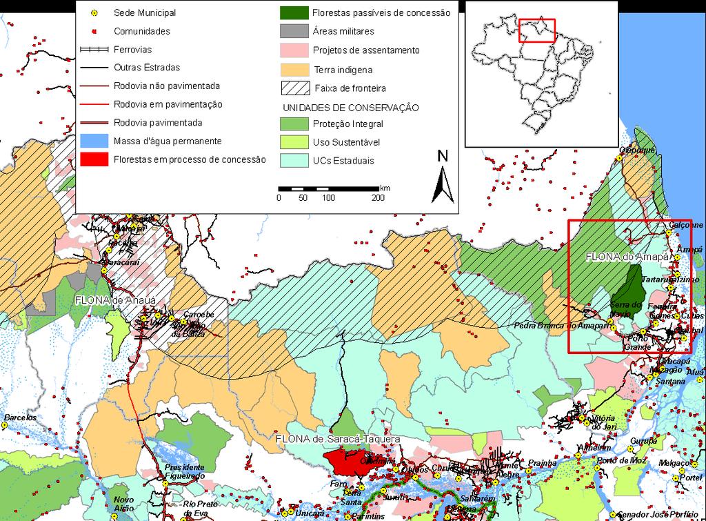 Figura 12: Florestas públicas federais da macrorregião da Calha Norte passíveis de concessão em 2010. Fonte: CNFP/Serviço Florestal Brasileiro. 3.