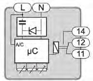 FUNCIONAMENTO Carga máxima Recomendada Esquema Elétrico 10 W 600 W/VA 300 W/VA 40 W/VA CaraCterísticas Tensão de alimentação: 30V~. Consumo: 3mA. Frequência: 0/60Hz.