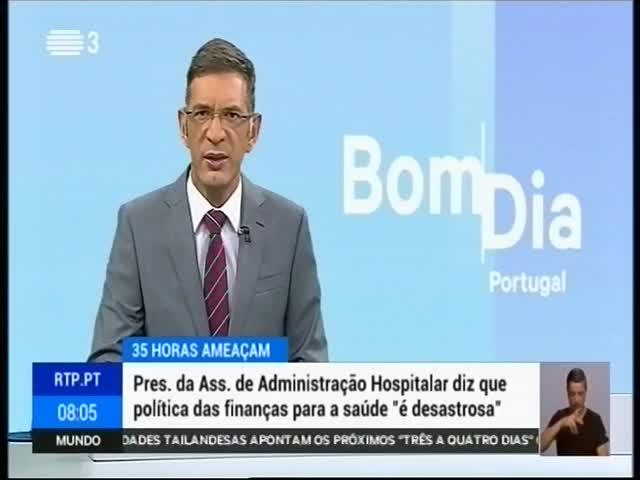 A16 RTP 3 Duração: 00:01:02 OCS: RTP 3 - Bom Dia Portugal ID: 75786753 08-07-2018 08:05 35 horas ameaçam SNS http://www.pt.cision.com/cp2013/clippingdetails.aspx?