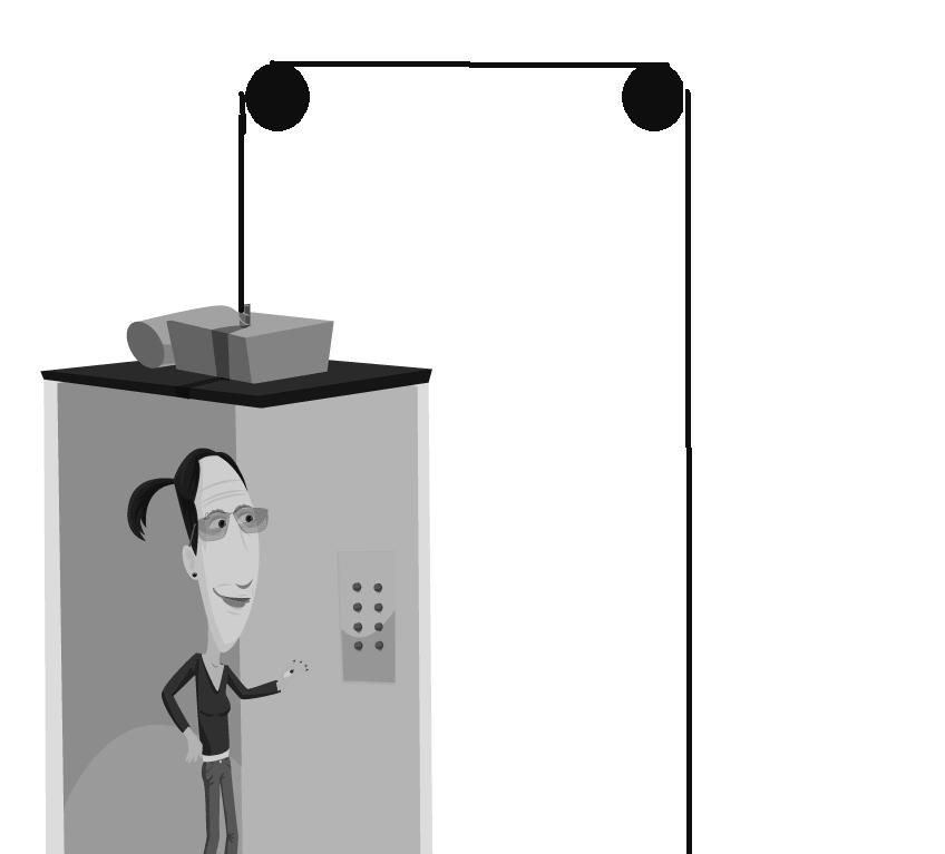 FÍS. 2 GRUPO 1 TIPO B 02. Um sistema de elevadores funciona com dois elevadores iguais conectados por duas polias sem atrito, conforme mostra a figura.