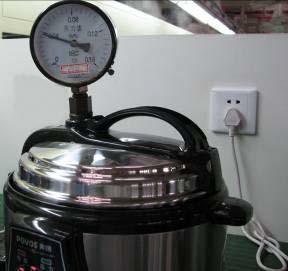 9 Controle de Pressão ( Testes ) : A Encha o recipiente interno com água de 1/5 da capacidade, colocar voltímetro sobre a pressão que limita válvula para pressão de teste B Fazer ajuste do tempo para