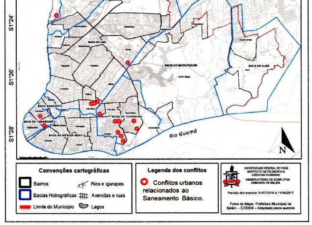 Tamandaré (2): (Batista Campos um conflito e Campina um conflito); 3) Bacia do Reduto (0): nenhum conflito; 4) Bacia do Tucunduba (8): (São Brás um conflito, Guamá cinco conflitos, Terra Firme dois