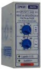 Relé de Nível 411-RNPT1 2 60min Protecção na troca ou falta/assimetria de fase Relé de sequencia e falta de fase 411RVSFO Comando de Alternância para central hidropressora 2 motores Relé de