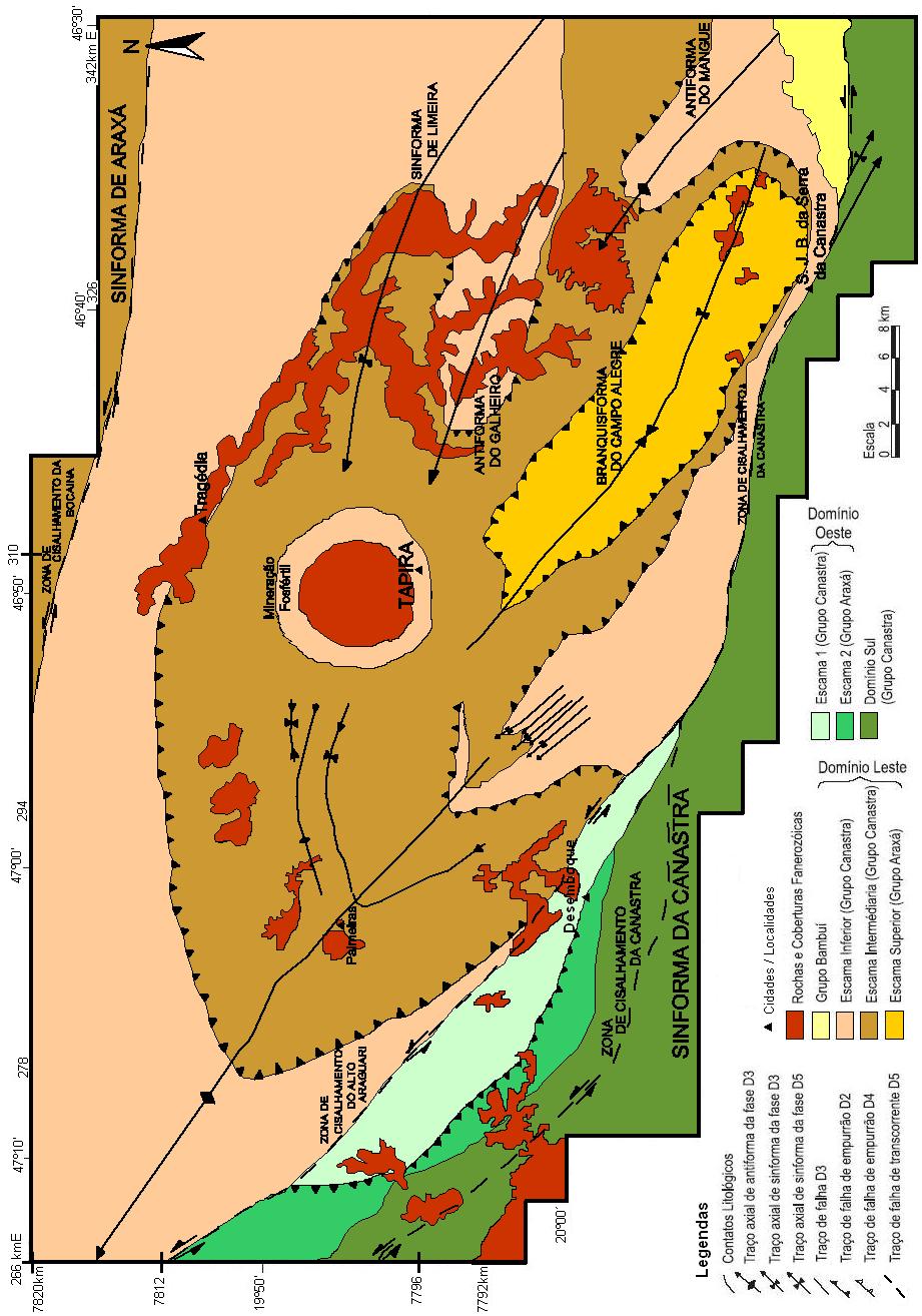 26 Figura 2. Mapa geológico simplificado da região de Tapira, Minas Gerais. Modificado de Silva (2003).
