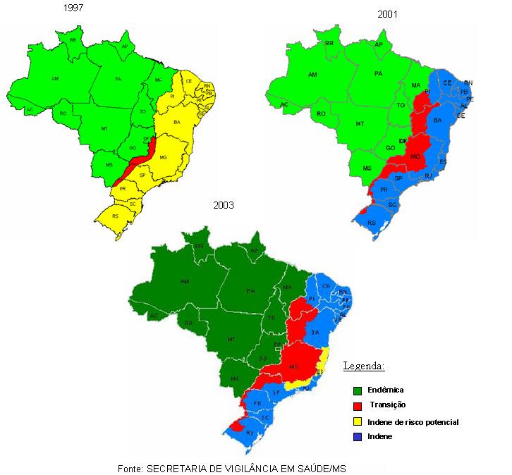 BRASIL: ÁREAS DE RISCO PARA FEBRE AMARELA