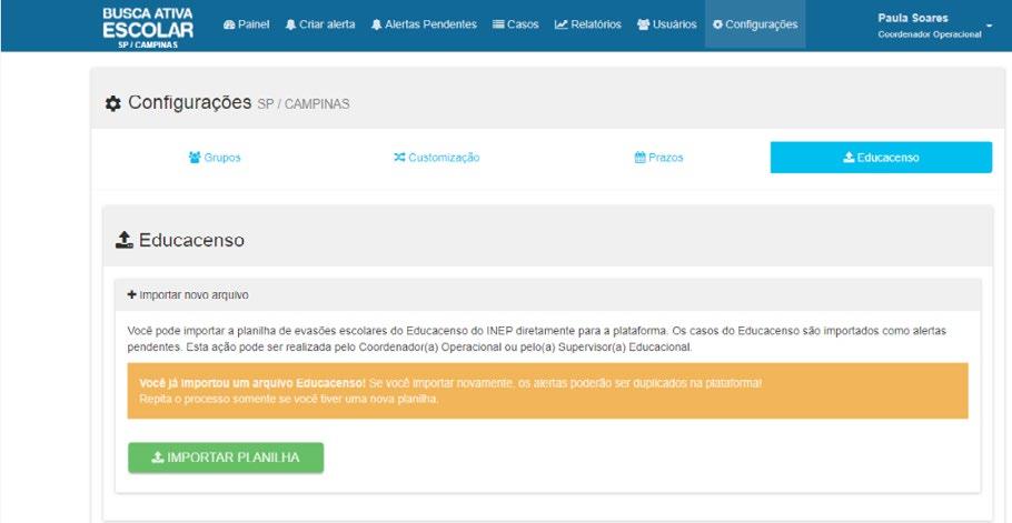 Acesse a plataforma utilizando login e senha e CLIQUE NA ABA